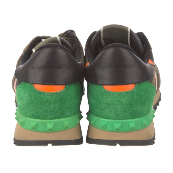 Valentino Rockstud Accents Leather Chunky Neon Camo Sneakers - Picture 3 of 5